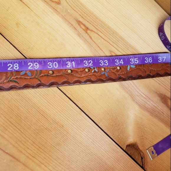 XS Lucky Brand Belt Leather Floral Hand Painted - Picture 7 of 8